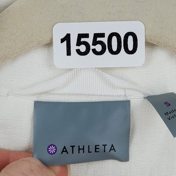Athleta Jacket Womens Small White Sahara Cropped Linen Moto Full Zip Casual - Picture 10 of 16